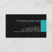 Monogrammatisch Bold Modern Black & Turquoise Dama Visitenkarte (Rückseite)