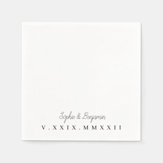 monogrammatisch | Roman Numeral Wedding Date Serviette (Vorderseite)