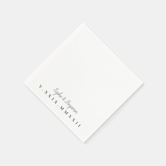 monogrammatisch | Roman Numeral Wedding Date Serviette (Ecke)