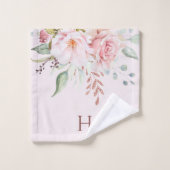 Monogrammatisch Rosa Rose Pony Floral Badhandtuch Set (Waschlappen)