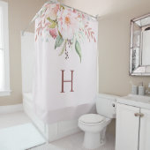 Monogrammatisch Rosa Rose Pony Floral Duschvorhang (Beispiel)