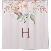Monogrammatisch Rosa Rose Pony Floral Duschvorhang (Vorderseite)