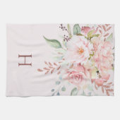 Monogrammatisch Rosa Rose Pony Floral Geschirrtuch (Horizontal)