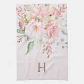 Monogrammatisch Rosa Rose Pony Floral Geschirrtuch (Vertikal)