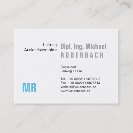 monogrammatisch visitenkarte (Vorderseite)