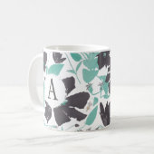Monogrammatisches Aquamarines Muster Kaffeetasse (Vorderseite Links)