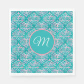 Monogrammatisches Aquamarines Muster Napkins Serviette (Vorderseite)