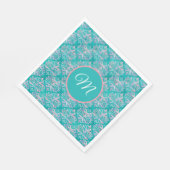 Monogrammatisches Aquamarines Muster Napkins Serviette (Ecke)