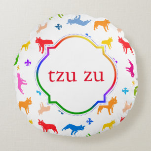 Monogrammatisches Bulldog-Pillow Rundes Kissen