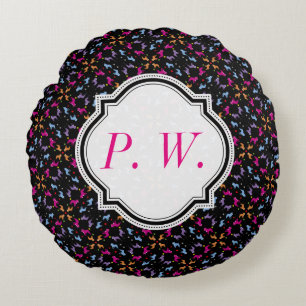 Monogrammatisches Bulldog-Pillow Rundes Kissen