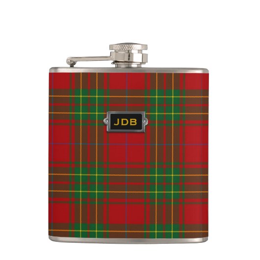 Monogrammatisches Classic Burnett Tartan Kariert F Flachmann (Vorderseite)