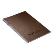 Monogrammatisches Dark Brown Leather Texture Look Notizblock (Rechte Seite)