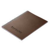 Monogrammatisches Dark Brown Leather Texture Look Notizblock (Linke Seite)