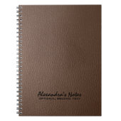 Monogrammatisches Dark Brown Leather Texture Look Notizblock (Vorderseite)
