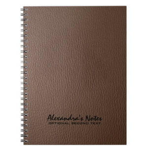 Monogrammatisches Dark Brown Leather Texture Look Notizblock