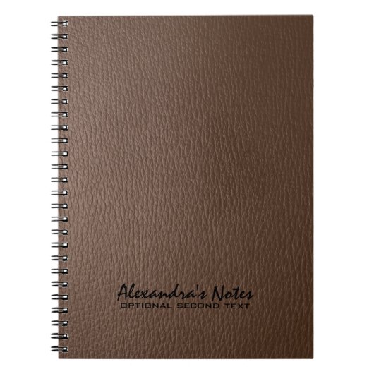 Monogrammatisches Dark Brown Leather Texture Look Notizblock (Vorderseite)