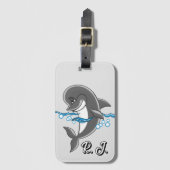 Monogrammatisches Delphin im Wasser Gepäckanhänger (Vorderseite Vertikal)