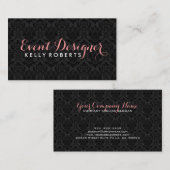 Monogrammatisches Elegant Black Floral Damasks Visitenkarte (Vorne/Hinten)