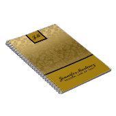 Monogrammatisches elegantes Gold Monotones Damasku Notizblock (Rechte Seite)
