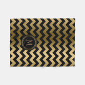 Monogrammatisches Gold und Black Zigzag Zickzack Fleecedecke (Vorderseite (Horizontal))