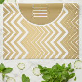 Monogrammatisches Gold und White Zigzag Zickzack Geschirrtuch (Gefaltet)