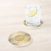 Monogrammatisches Gold und White Zigzag Zickzack Getränkeuntersetzer (Seite)