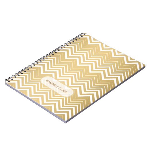 Monogrammatisches Gold und White Zigzag Zickzack Notizblock (Linke Seite)