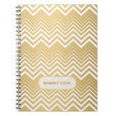 Monogrammatisches Gold und White Zigzag Zickzack Notizblock (Vorderseite)