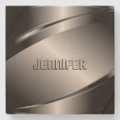 Monogrammatisches, grau-stainless-stählenförmiges steinuntersetzer (Vorderseite)