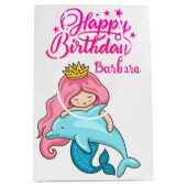 Monogrammatisches kleines Meerjungfrau mit Dolphin Mittlere Geschenktüte (Vorderseite)