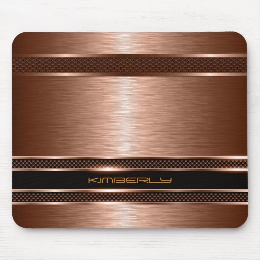 Monogrammatisches Kupfermetallic-bürstenes Alumini Mousepad (Vorne)