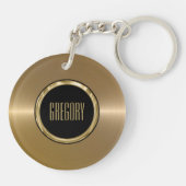 Monogrammatisches Metall-Gold-Edelstahl-Look 2 Schlüsselanhänger (Rückseite)