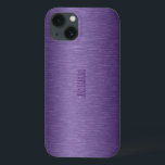 Monogrammatisches metallisches Lila gebürstetes Al iPhone 13 Hülle<br><div class="desc">Tief lila Töne metallisch gebürstetes Aluminium-Look. Erhältlich auf anderen Produkten und 8 verschiedenen Farben. Anpassbare und optionale Monogramm</div>