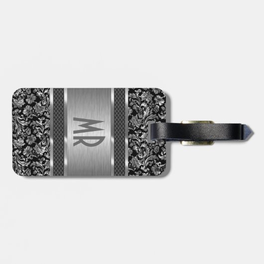 Monogrammatisches Metallsilber aus gebürstetem Alu Gepäckanhänger (Rückseite horizontal)