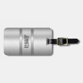 Monogrammatisches Metallsilber aus gebürstetem Alu Gepäckanhänger (Vorderseite horizontal)