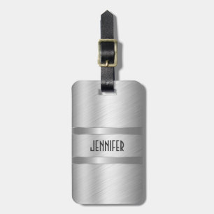 Monogrammatisches Metallsilber aus gebürstetem Alu Gepäckanhänger