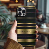 Monogrammatisches Muster aus Gold und schwarzen St Case-Mate iPhone Hülle