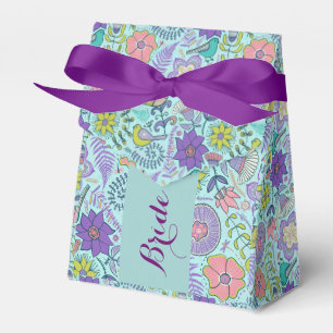 Monogrammatisches Retro-Blume und Vögel 2 Geschenkschachtel