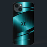 Monogrammatisches Türkis Green Imitats Metallic De Case-Mate iPhone Hülle<br><div class="desc">Elegantes türkisfarbenes grünes Imitat metallisches Design, Edelstahl mit dynamischen Linien. Anpassbare und optionale Monogramm. Es ist auf anderen Produkten erhältlich. Nicht echtes Metall, sondern Bild von metallischer Textur. Wenn Sie Hilfe beim Anpassen, Ändern von Farben oder anderen Designs benötigen, kontaktieren Sie ArtOnWear Designer.Kostenlose Textformatierung mit Live-Hilfe, die auf Anfrage verfügbar...</div>