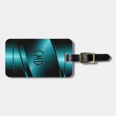 Monogrammatisches Türkis Green Imitats Metallic De Gepäckanhänger (Vorderseite horizontal)