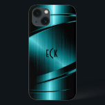 Monogrammatisches Türkis Green Metallic Design Case-Mate iPhone Hülle<br><div class="desc">Elegantes türkisfarbenes Metalldesign,  rostfreier Stahl mit dynamischen Linien. Anpassbare und optionale Monogramm. Es ist auf anderen Produkten erhältlich. Nicht echtes Metall,  sondern Bild von metallischer Textur. Wenn Sie Hilfe beim Anpassen,  Ändern von Farben oder anderen Designs benötigen,  kontaktieren Sie ArtOnWear Designer.Kostenlose Textformatierung mit Live-Hilfe,  die auf Anfrage verfügbar ist.</div>