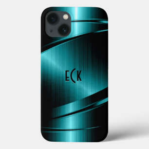 Monogrammatisches Türkis Green Metallic Design Case-Mate iPhone Hülle