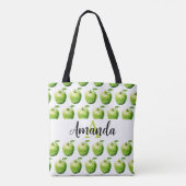 Monogrammatisches Watercolor Green Apple Pattern N Tasche (Rückseite)