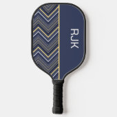 Monogrammatisches Zickzack Blau Pickleball Schläger (Rückseite)