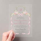 Monogrammbänder und Blumen Hochzeit Acryleinladungen (Insitu (Handheld))