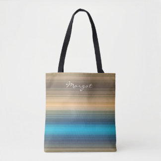 Monogrammblau, Marine und brauner Streifen Tasche