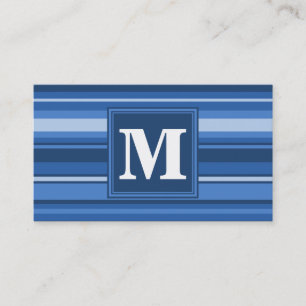 Monogrammblaue Streifen Visitenkarte
