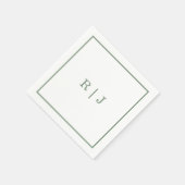 Monogrammbuchstaben Sage Grün Elegante Hochzeit Serviette (Ecke)