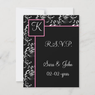 Monogrammdamast, der R.S.V.P wedding ist RSVP Karte