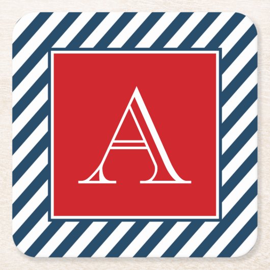 Monogrammdesign Rechteckiger Pappuntersetzer (Vorderseite)